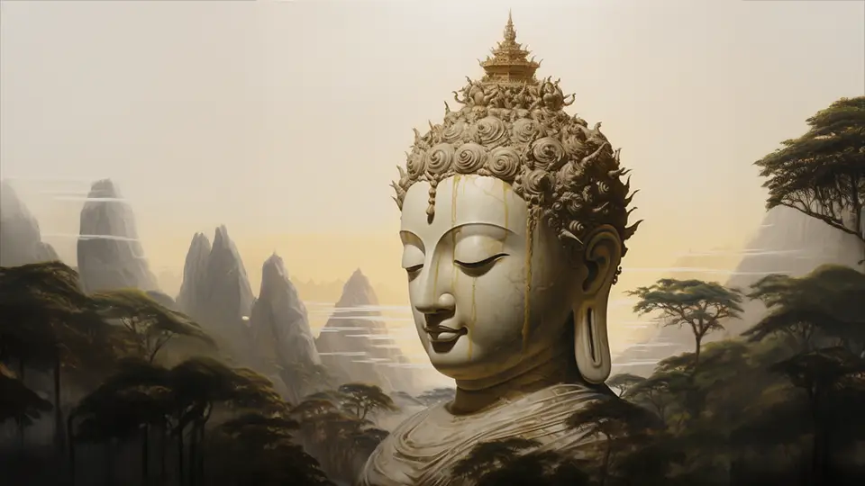 Budda wśród gór i lasów AI