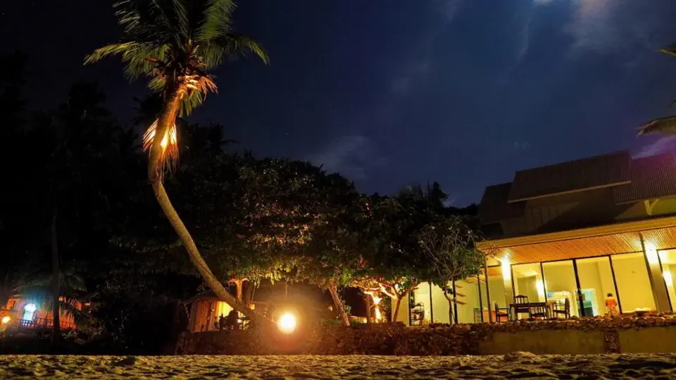 Noc na plaży w Koh Phangan – Tajlandia, księżyc nad palmami