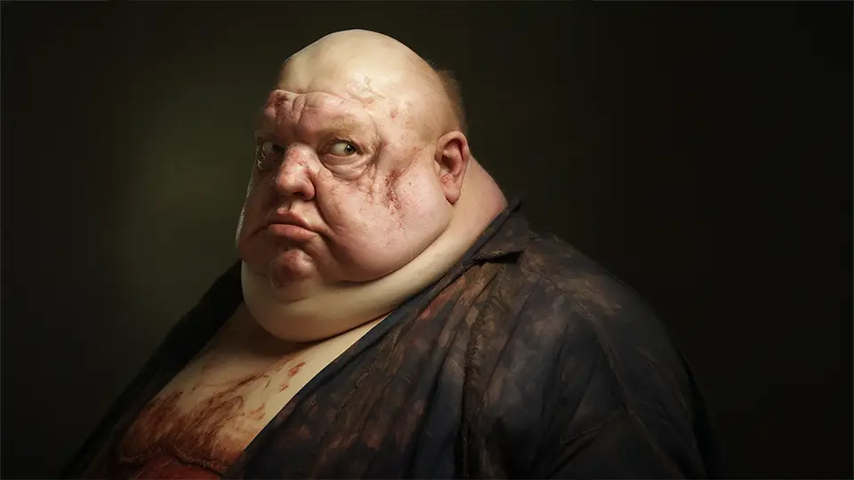 Gruby facet spasiony i chory AI