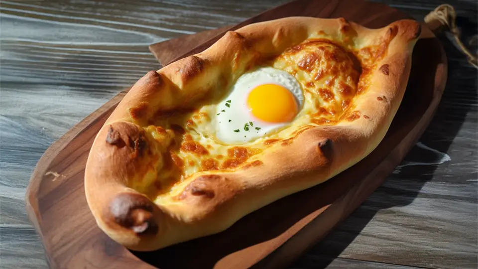 Gruziński placek chaczapuri Khachapuri  z jajkiem