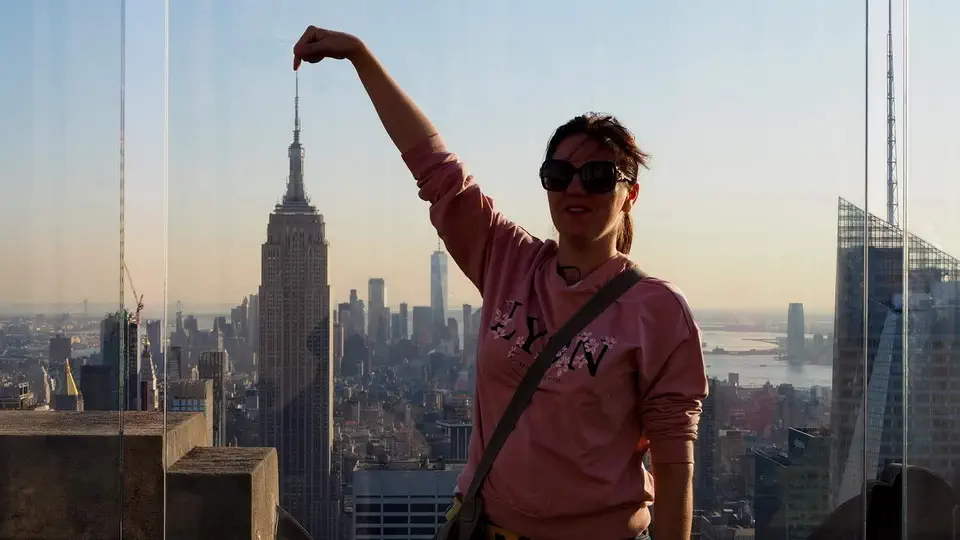 Rockefeller Center. Widok na Nowy Jork i Empire State Building.