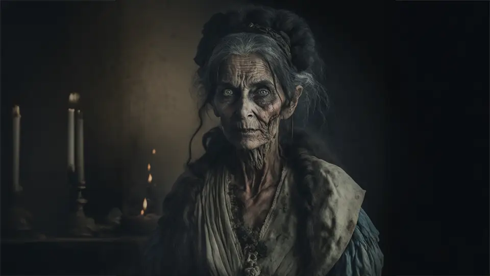 Staruszka, stara kobieta, zjawa lub duch AI.