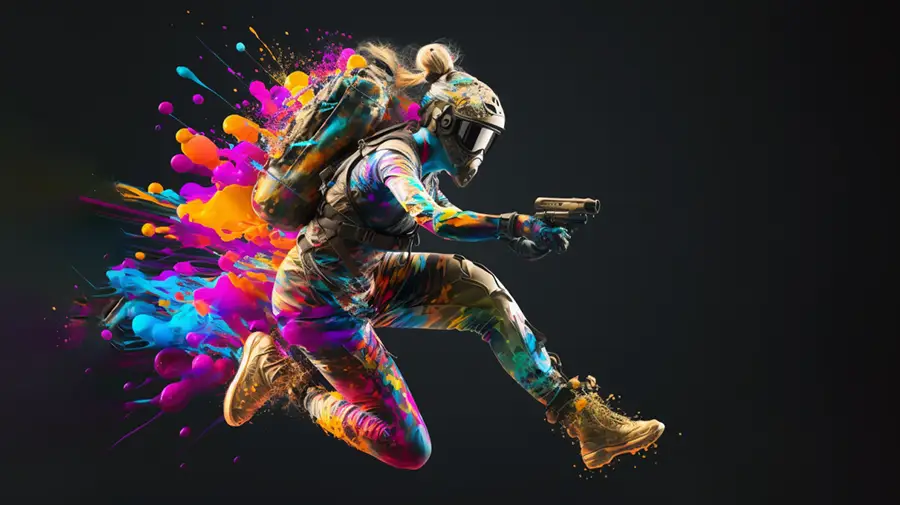 Paintball zabawa z bronią na kulki pełne farby