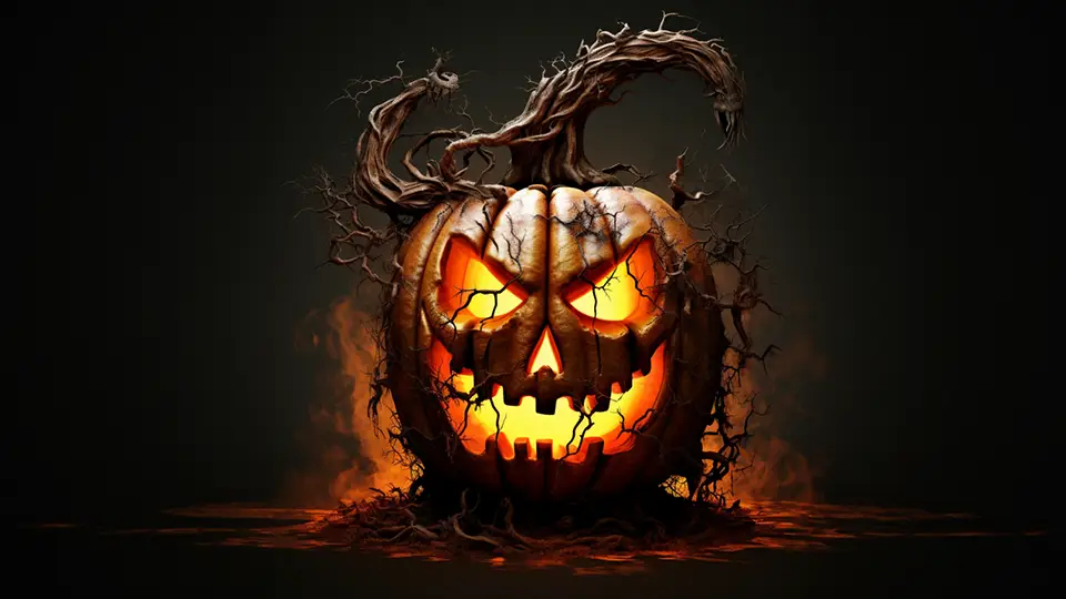 Halloween i wdrożoną dynia ze świecą AI