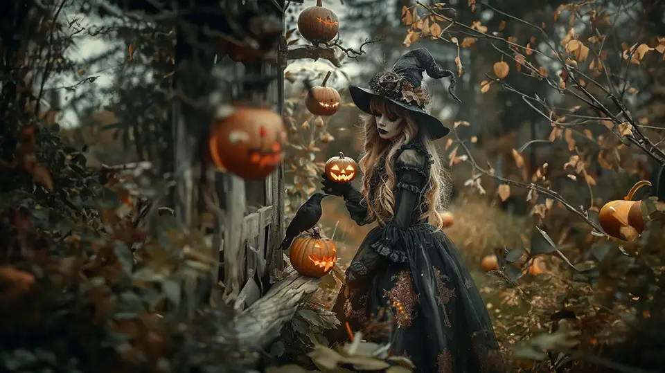 Czarownica i młoda wiedźma w Halloween AI