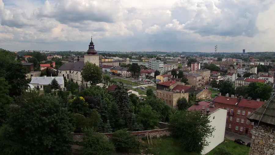 Widok na miasto z wieży zamkowej w Będzinie.