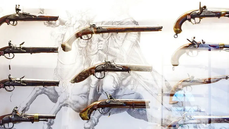 Wystawa starej broni na zamku w Będzinie.