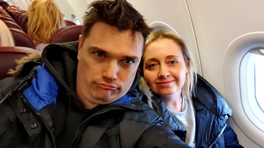 W samolocie Ewa i Michał Baranowski w drodze do Norwegii