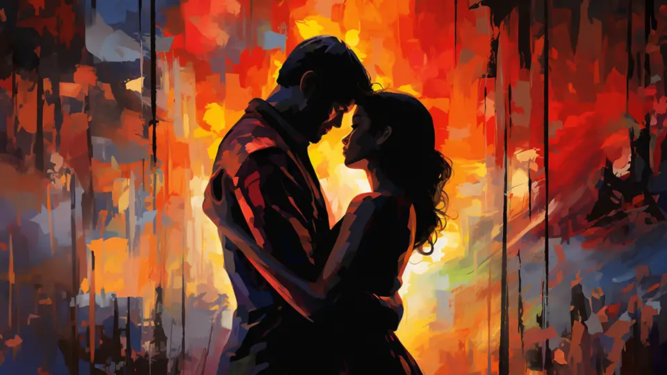 Walentynki para zakochanych obejmuje się z miłością AI