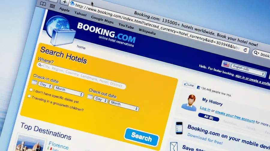 Booking.com i jego strona główna.