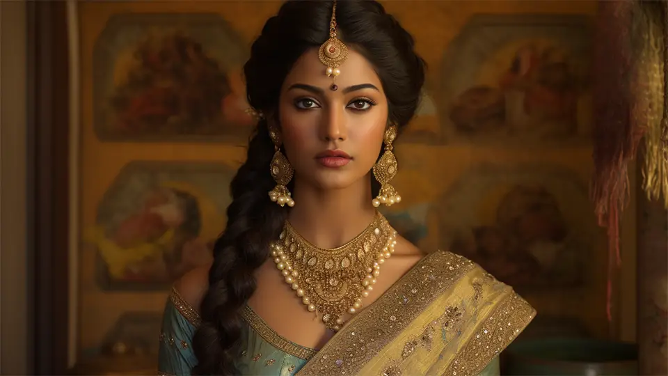 Hinduska kobieta w tradycyjnym stroju AI