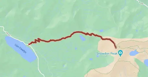 Park Narodowy Snowdonia. Mapa szlaku pieszego.