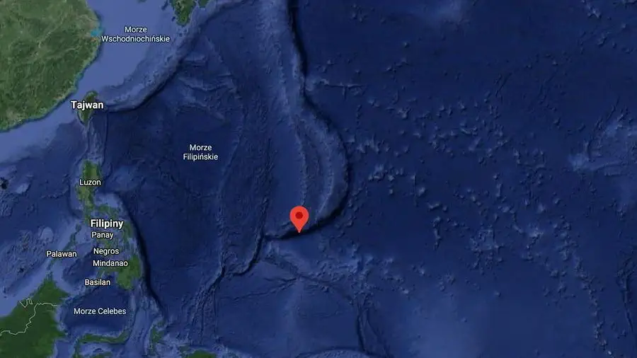 Mapa oceanu z rowem mariańskim