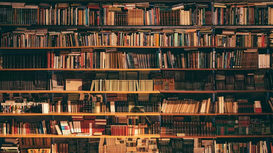 Książki na półkach w bibliotece