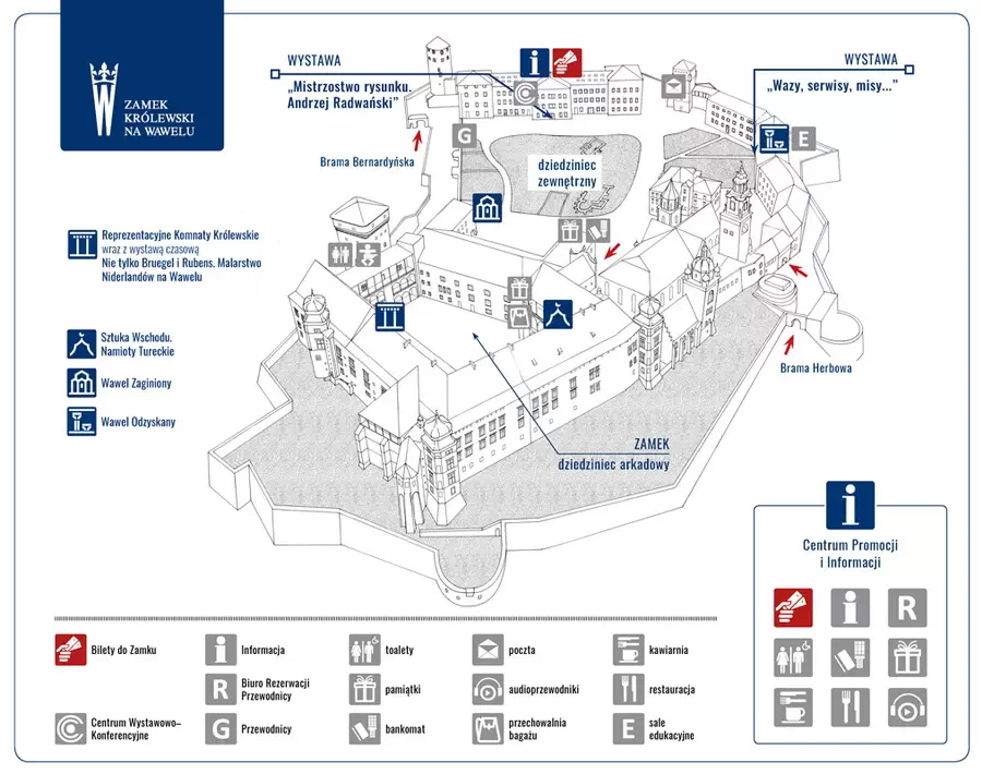 Mapa zamku na Wawelu.