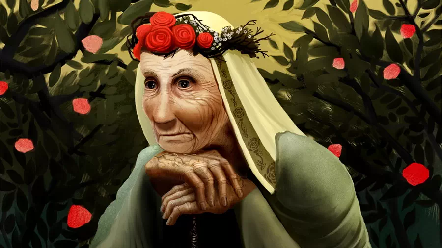 Stara kobieta w lesie