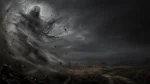 Słowiański demon wiatru, wichury i powietrza AI.