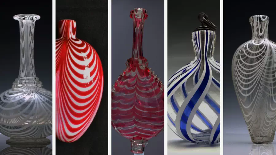 Szklane eksponaty z muzeum w Clevedon Court