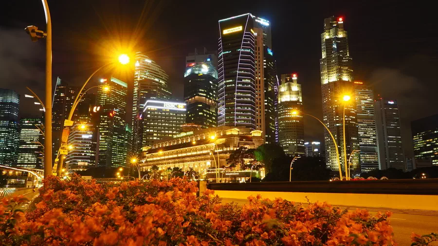 Singapur jest bardzo oświetlony i kolorowy