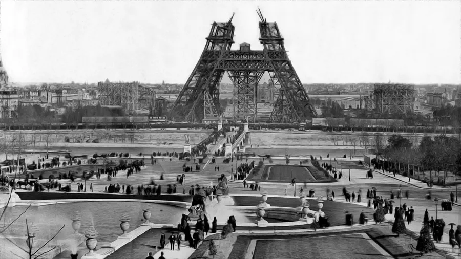 Budowa Wieży Eiffla w Paryżu pod koniec XIX wieku