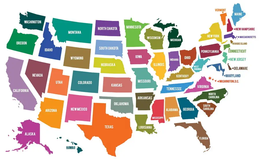 Mapa Stanów Zjednoczonych USA
