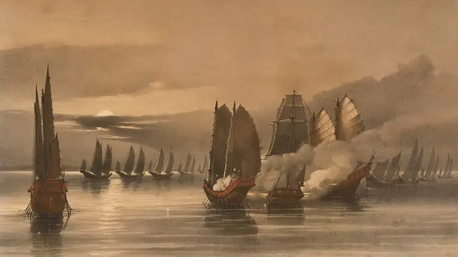 Chińskie żaglowce wpływają do portu