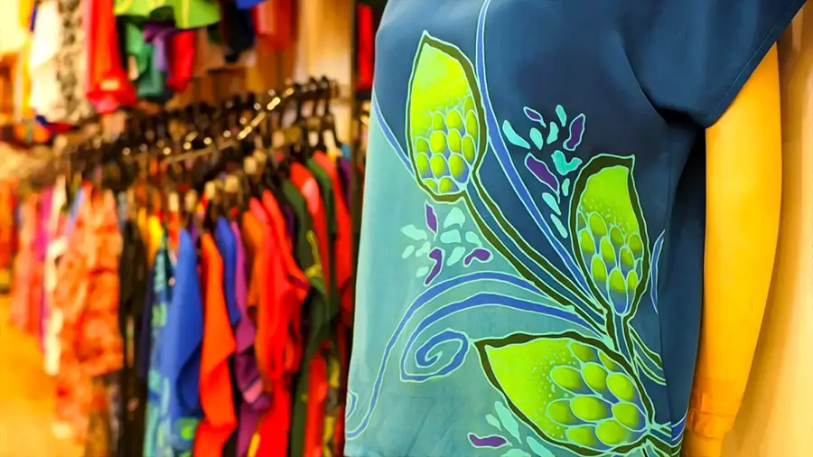 Farbowane przy pomocy wosku koszule i inne ubrania