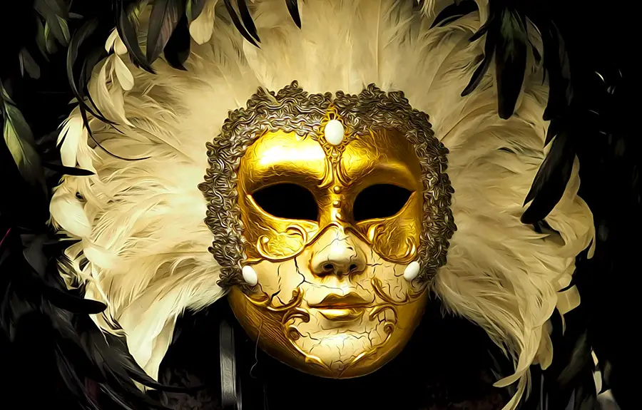 Maski weneckie. Złota maska z Wenecji.