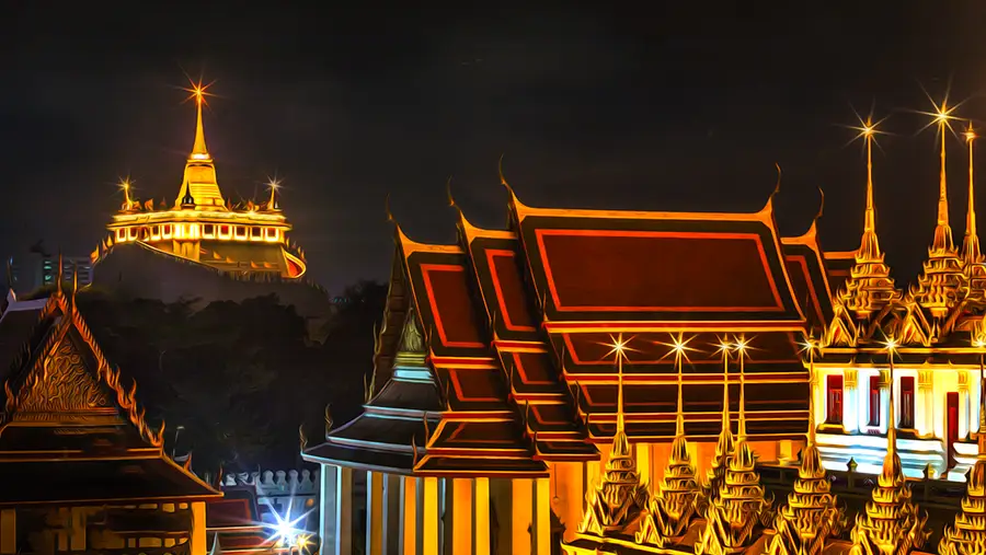 Świątynia Złotej Góry w Bangkoku widok z miasta
