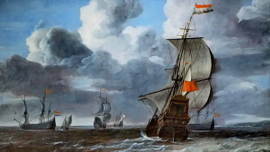 Żaglowce pod pełnymi żaglami na morzu