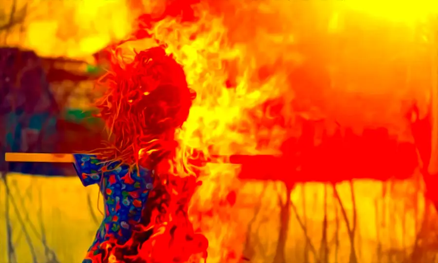 Marzanna i topienie kukły z okazji pierwszego dnia wiosny