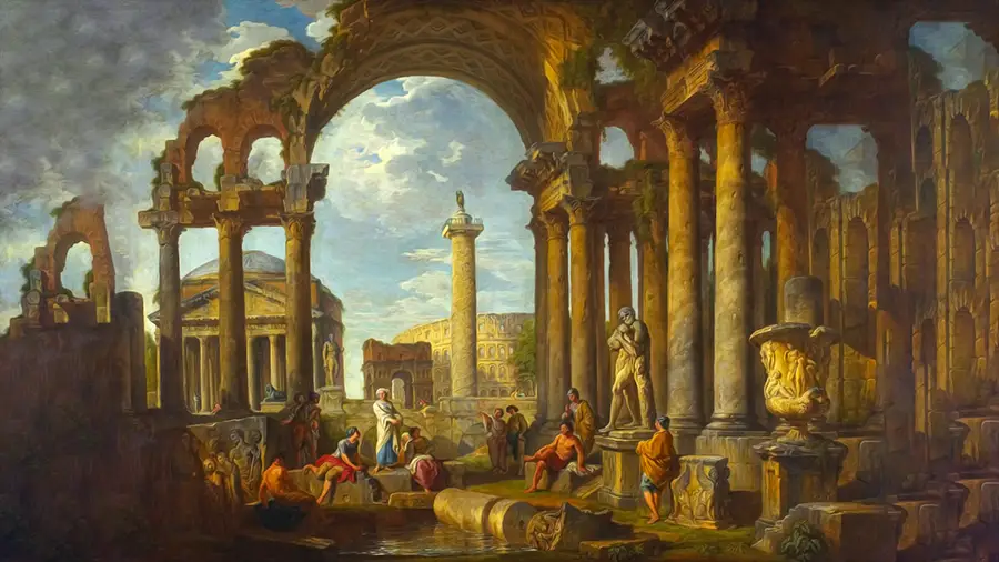 Panteon w Rzymie na starym obrazie 