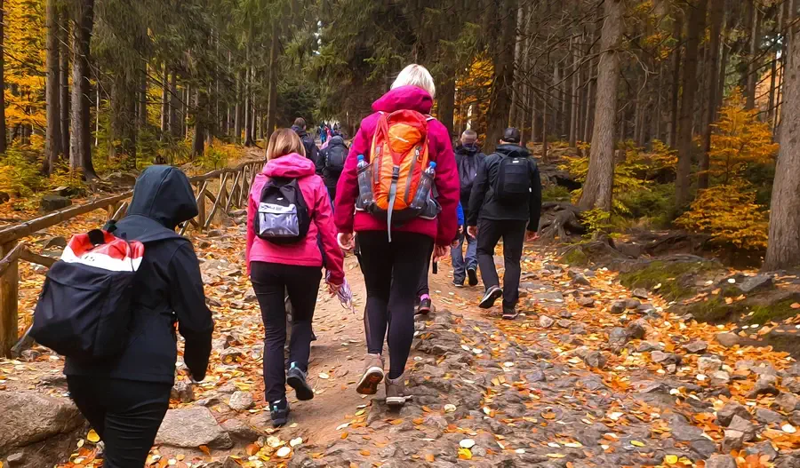 Dojście do wodospadu Kamieńczyka w Sudetach
