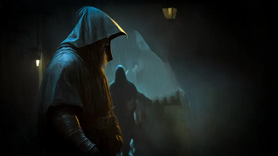 Kat miejski w deszczowy wieczór