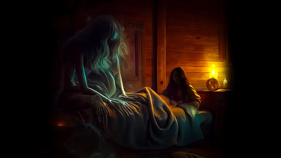 Nocne koszmary i zmora przy łóżku dziewczynki