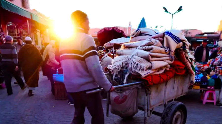 Dżami al-Fana w Marrakeszu sprzedawca dywanów