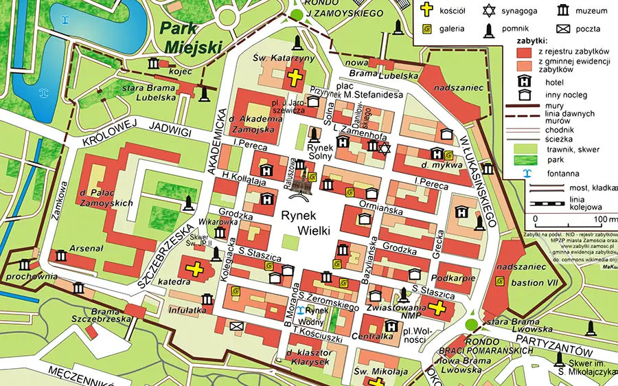 Mapa Zamościa Stare Miasto