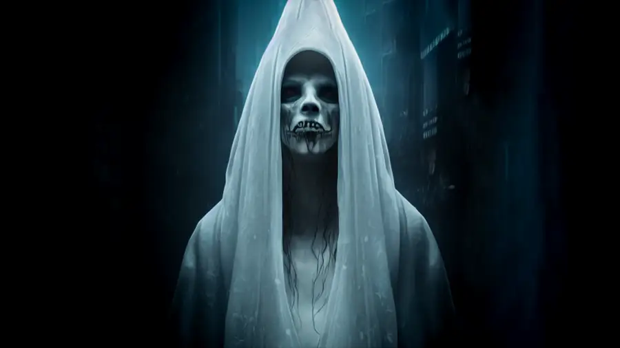 Biała dama duch demon z mrocznych legend i baśni