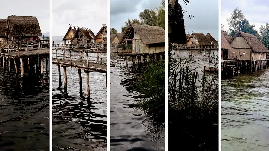 Skansen Pfahlbauten i domy na palach