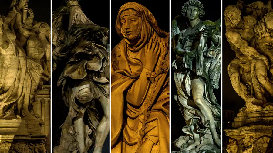 Rzeźby wokół zamku świętego Anioła w Rzymie