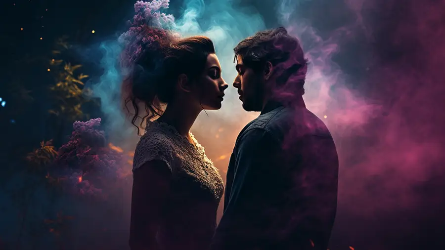 Para zakochanych na pastelowym tle