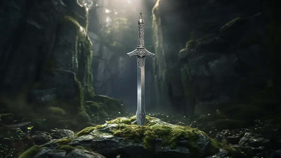 Miecz z legend wbity w kamień