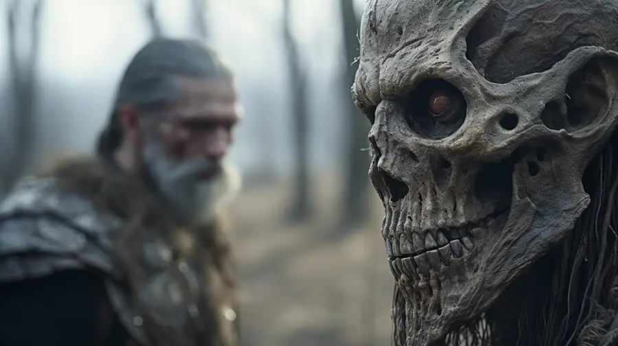 Diabeł czyha na wędrowców gdzieś na szlaku czy leśnym dukcie. Szatan i potwór.