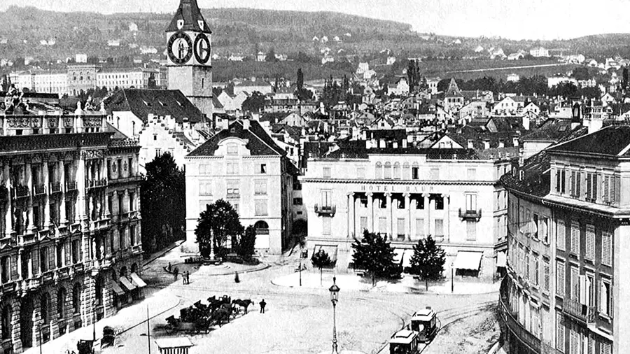 Muzeum Zegarków Beyer w Zurychu. Stara fotografia sklepu Beyer w Zurichu