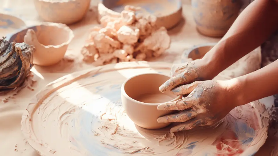 Garncarz lepi miskę z miękkiej gliny