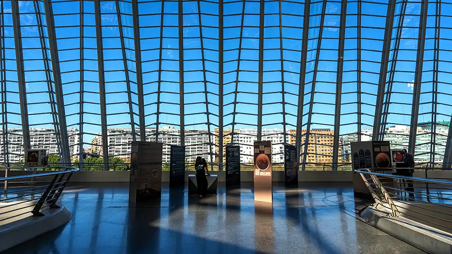 Muzeum Nauki w Walencji wnętrze i przestronne pomieszczenia