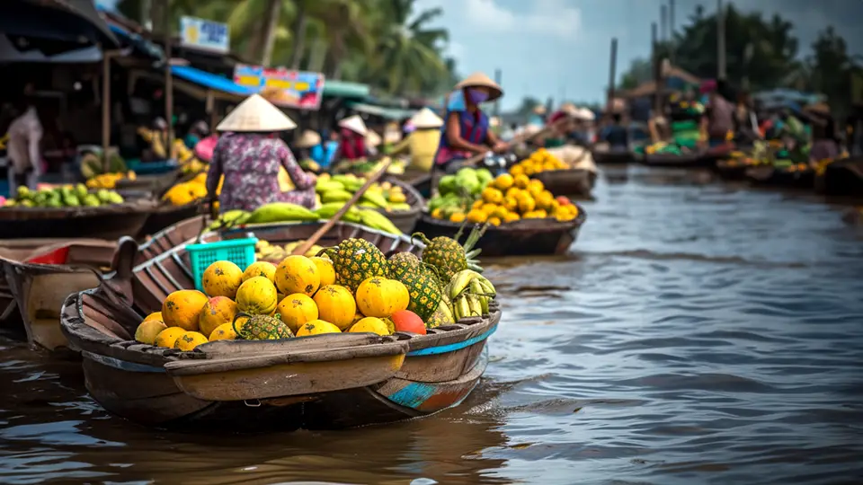 Wietnam targ owocowy na rzece AI