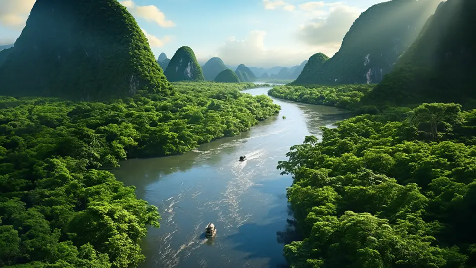 Laos i rzeka Makong AI