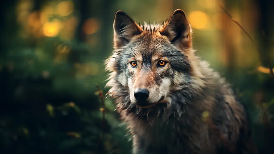 Wilk w lesie AI
