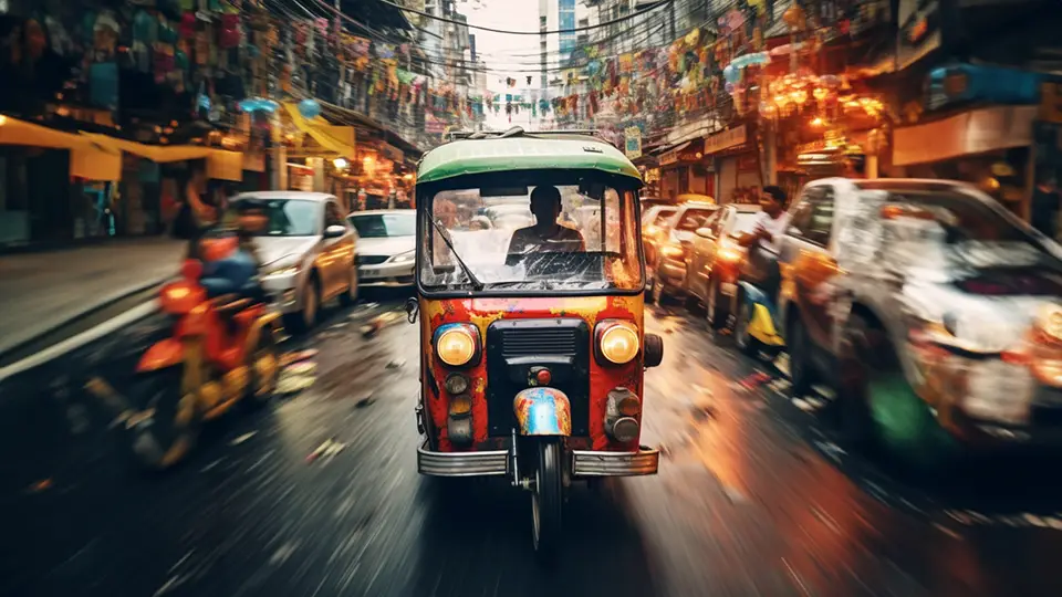 Transport w Azji tuk tuck AI